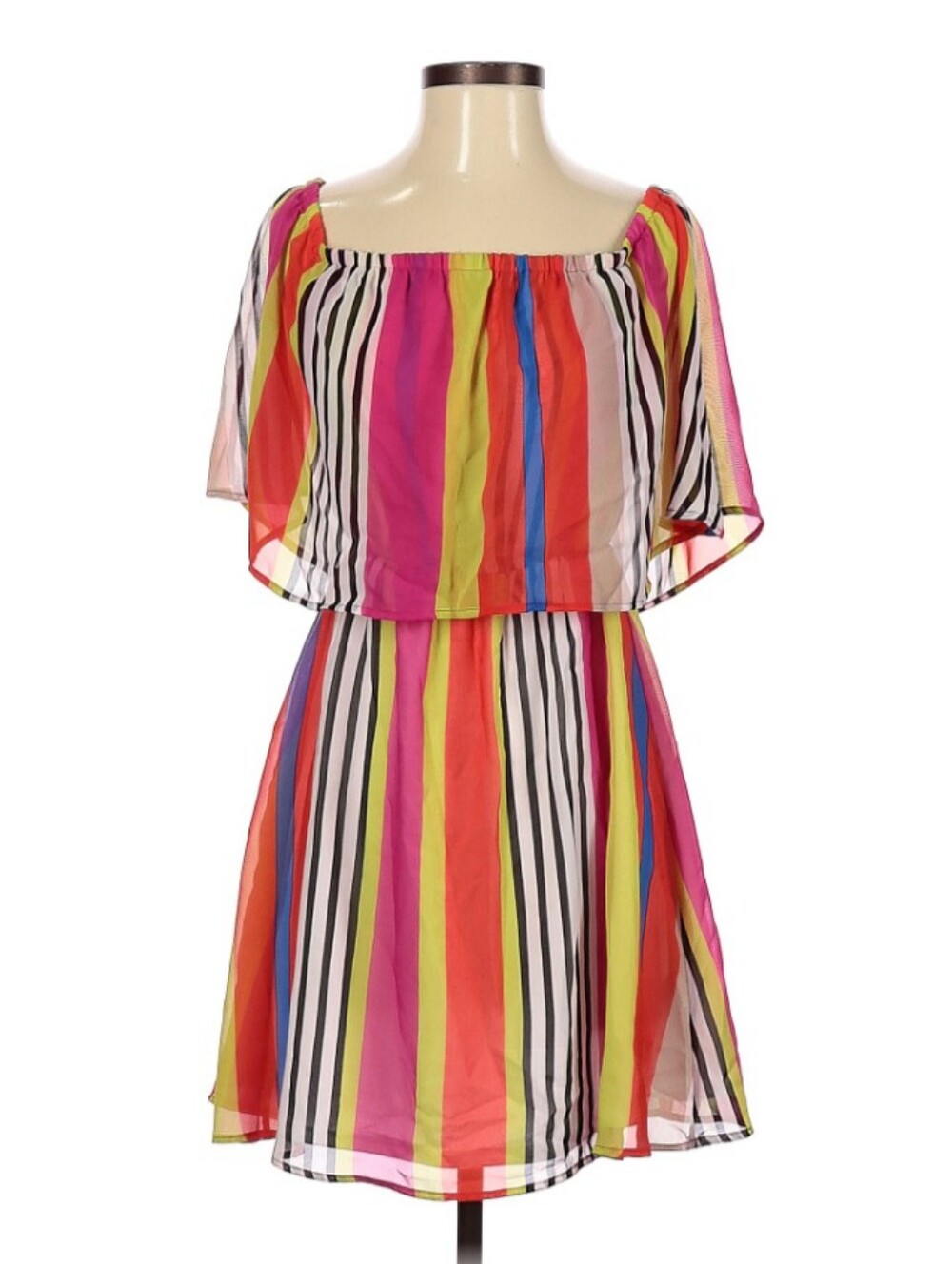Palms Away Colorful Striped Dress Women's Size Small